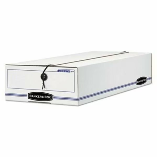 BankersBox, LIBERTY CHECK AND FORM BOXES, 9.25in X 23.75in X 4.25in, WHITE/BLUE, 12PK, Fellowes, Mfr#: 00002